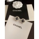2023.07.23 Ch * nel Pearl Black Round Earrings Consistent z Brass Material