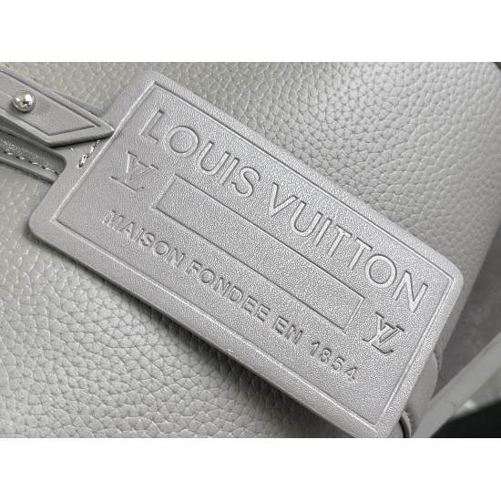 20231125 700! The m59328 gray City Keepall handbag features the classic design of the Louis Vuitton Keepall handbag, making it an elegant choice for daily life. The soft Aerogram leather is cut into a compact configuration, with rich details on the namepl