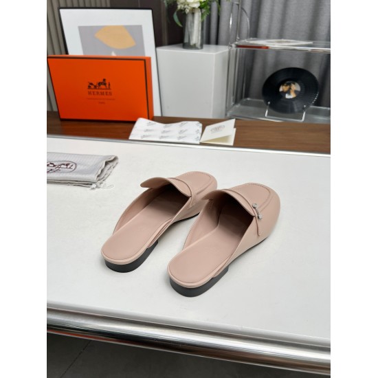 20240407, 2024 early spring new model, Herms, upgraded design, workmanship, and materials. Hermes market's highest version of handmade shoes ✨✨           Top of the line product Herm è s slippers - - - - Same as the original version of the 2024 early spri