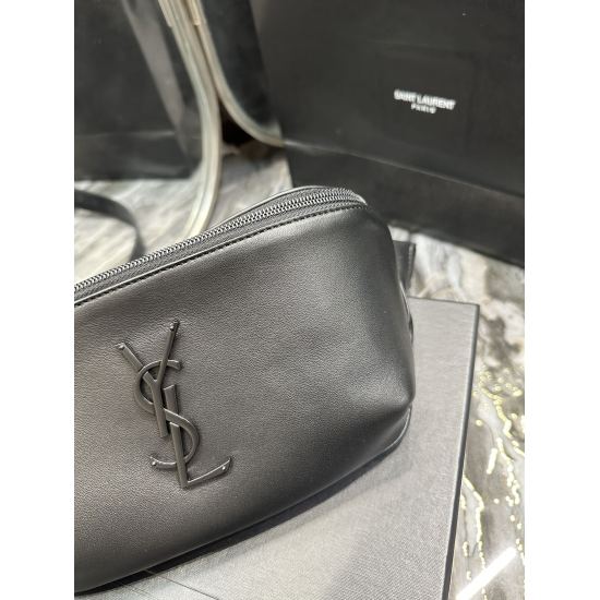 20231128 batch: 570 [New] Black buckle plain weave_ ASSIC Black Genuine Leather Waist and Chest Bag! Classic iconic logo, 100% premium sheepskin, with 3 card slots inside the bag and a zippered pocket on the back, making it an unbeatable practical item! A