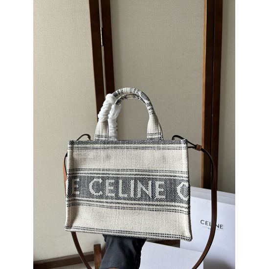 20240315 P730 new product launch: CABAS THAIS small Celine jacquard striped woven fabric: handbag/shoulder bag/crossbody bag! This bag is the latest season limited tote The use of fabric is more durable and comfortable compared to leather and grass weavin