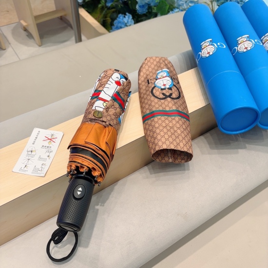 20240402 Special Approval 65 GUCCI (Gucci) Dingdang Cat Three fold Automatic Folding Sun Umbrella for Sunny Sunshade and Rainy Sunshade Original Order OEM Quality with Anti UV Coating Length 30cm for Convenient Carrying Outside. 2 Colors