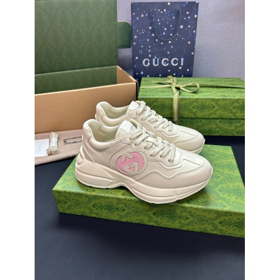 2023.11.19 Top Edition P Women 330 Men 340 ⚠️ Complete set of Gucci dad shoes with pictures, new color black leather and white G, the latest autumn 2023. The official website synchronizes the 5-year old dad's shoe making foundation. Customized Exclusive B