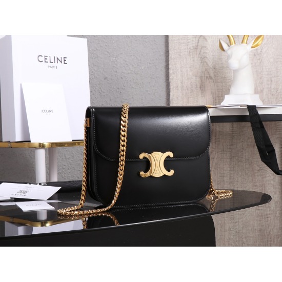 20240315 P1150 [Premium Quality All Steel Hardware] CELINE 23s Autumn/Winter New Product | COLLEGE TRIOMPHE Bright Cow Leather Chain Handbag Triumphal Arch Autumn New Latest COLLEGE TRIOMPHE Full Leather+Hardware Prism Cutting Pattern Chain ⛓ It's simply 