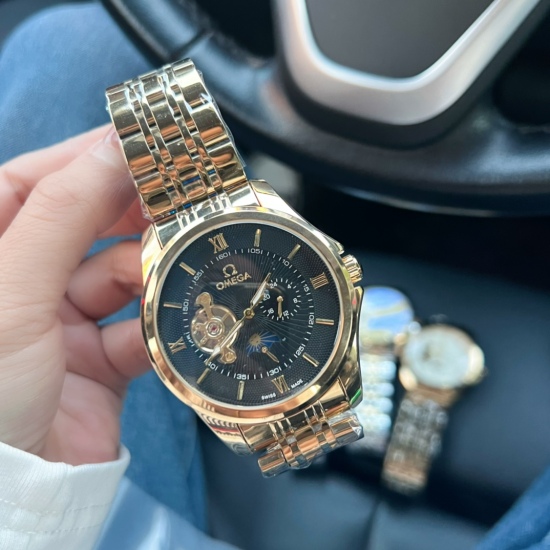 20240408 White 225, Gold 230 Omega OMEGA Nine Flywheel Fully Automatic Sun, Moon, and Stars Machinery ⌚ During the day, when the sun walks and at night, the moon appears in 6 characters, containing the highest quality materials and meticulous craftsmanshi