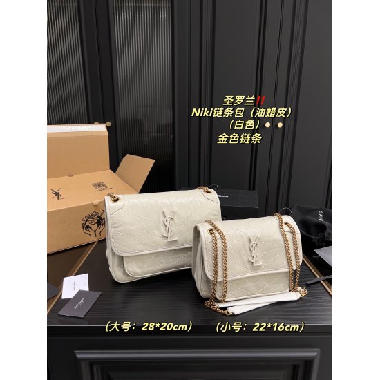 2023.10.18 Gold Chain Large P310 Complete Package ⚠️ Size 28.20 Small P275 Full set packaging ⚠️ Size 22.16 Saint Laurent Niki Chain Bag (Oil Wax Leather) Cool and understated Luxury Ultimate Beauty, Perfect Beauty Girl is You