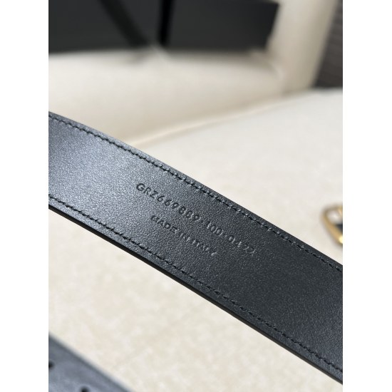 2023 Saint Laurent Women's Belt Belt with Original Factory Precision Ferry Buckle, Original Italian Leather, 3.0cm Wide, Purchase Grade.