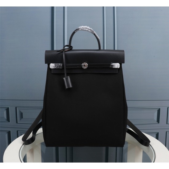 20240317 (black) batch: 750herbag canvas backpack, unisex size: bottom length 30, height 35, width 12