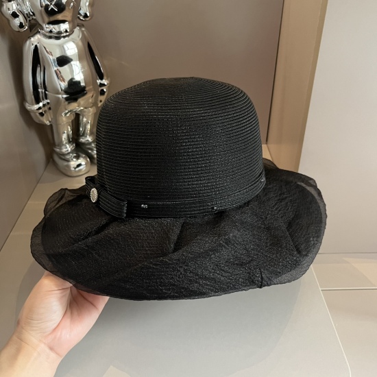 220240401 95 Miumiu Miumiu new straw hat, organza splicing high-end elegant and dignified, head circumference 57cm