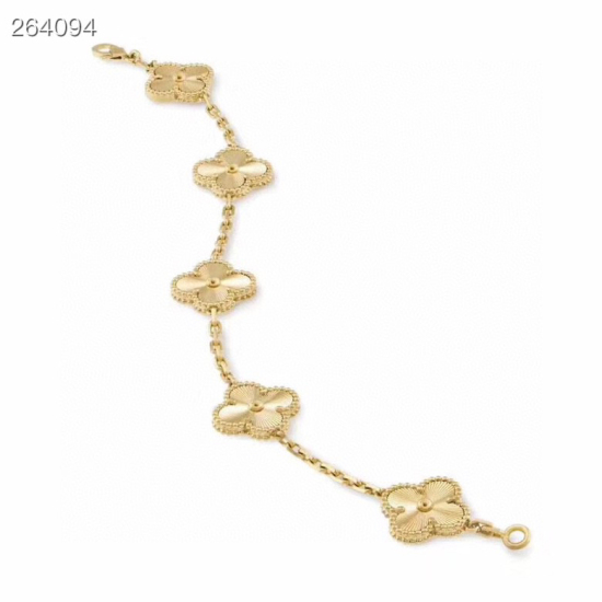 20240410 P110 ❤️ VCA Vanke Yabao's New Radiant Clover Multi Refractive Surface Five Flower Bracelet with Five Flowers Lucky All Gold Carving and Electroplated 18K Gold Craftsmanship, Complex and Exquisite Details Original Creation, Unique Design, Fascinat