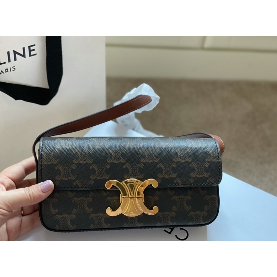 2023.10.30 195 box size: 20 * 11cm celine 21ss super beautiful underarm bag ⚠️ Upgraded version re shipping retro sexy versatile bag not to be missed!! ⚠️ Cowhide leather