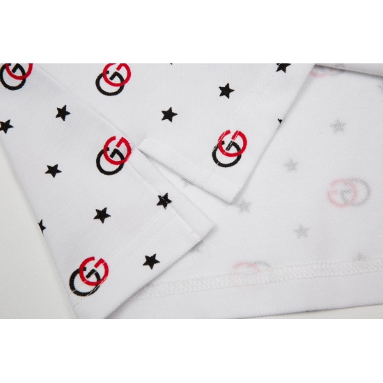2023.07.18 PGucci/Gucci 2023 New Spring/Summer Polo Shirt, letters and small star symbols printed with personalized short sleeves, sold in the same style at the counter, complete in three standards, customized fabrics, excellent texture, ready to wear, co