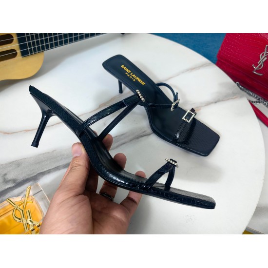 20240403 270 [Saint Laurent] Saint Laurent, Slim Heel Sandals 2023 Early Autumn Counter synchronized with the latest models, YSL, diamond decoration, classic and beautiful works, the hottest spring and summer collection, combining temperament, fashion, cl