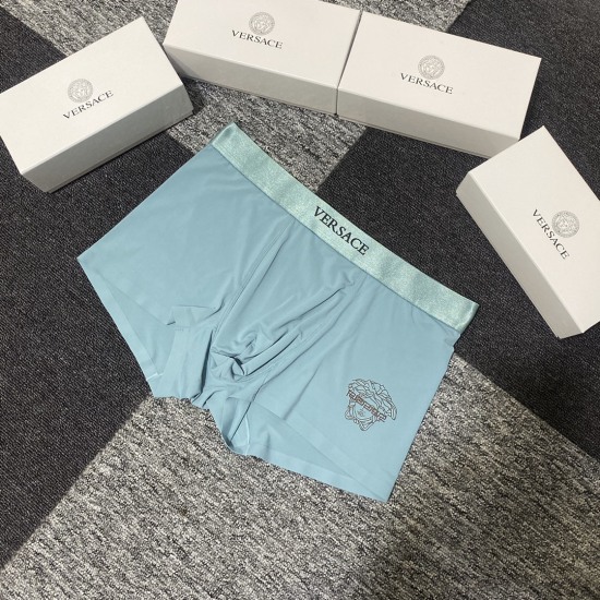 2024.01.22 Versace Classic Medusa Collection! Fashionable men's underwear! Exquisite hot stamping logo! Foreign trade foreign orders, original quality, seamless cutting technology, scientific matching of 91 ice silk+9% spandex, smooth, breathable and comf