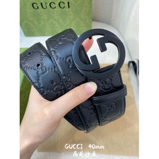 On December 14, 2023, Gucci Gucci's official website features classic authentic specifications of 4.0cm, with original quality ✨ Head layer calf leather embossed inlet head layer bottom