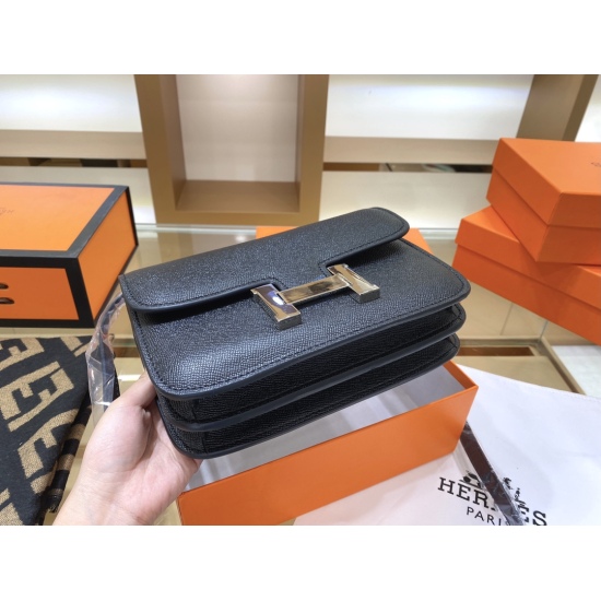 2023.10.29 24cm p190 with box, Hermes Flight Attendant Bag with palm pattern - Constance Kangkang Bag, essential for human hands, EPSOM palm pattern calf leather, imported material, French thick drum wax thread, 24K precision pure steel buckle inner linin