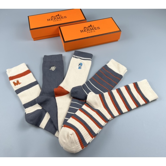 2024.01.22 HERMES double needle pure cotton quality, comfortable and breathable to wear, versatile, high-end gift box, recommended for personal use!
