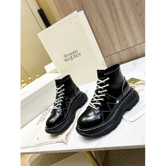20240403 Alexander McQueen McQueen autumn and winter new models, same as Gulina Zha, original 1:1 development, original open film TPU bottom with leather trim, fabric 1:1 imported open edge beads, lining and foot pad sheepskin, sizes 35-40, factory price 