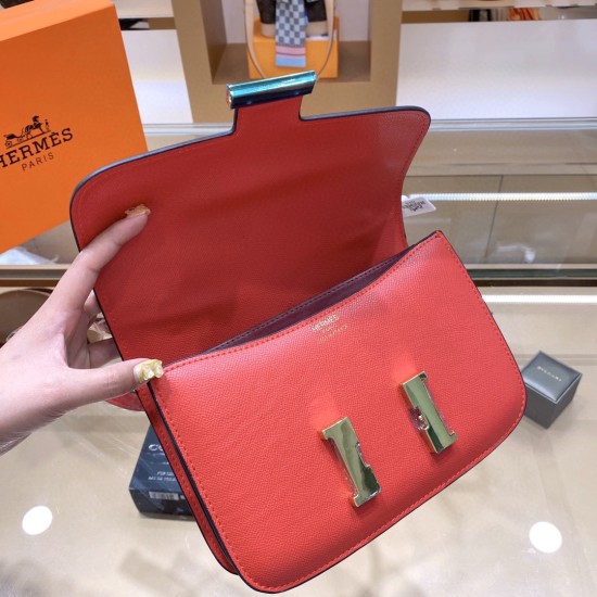 2023.10.29 Gold buckle large size p190 box with top quality original order purchasing quality Hermes Hermes ♥️ Fashion flight attendant bag, Constance Kangkang bag, golden brown, epsom palm patterned calf leather, imported material, French thick drum wax 