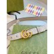 Gucci 659418 FABY3 Beige Supreme PVC Old Flower Imported Calfskin Apricot Bottom Width 3.0cm Vintage GG Swivel Buckle Double Sided/Cuttable