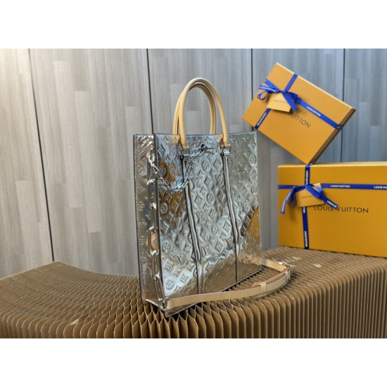 20231125 Internal Price P860 Top of the line Original [Exclusive Background] [New Lacquer Leather Tony Shopping Bag] M45884 Silver (Lacquer Leather) 2021 Autumn/Winter 