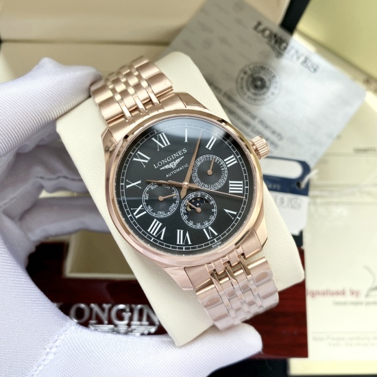 20240408 White Shell 520, Rose Gold 540, Steel Strip+20, [Latest Recommendation, Network First Release] Longines ‼️ The retro series features a six needle lunar phase wristwatch with a simple and elegant appearance, showcasing a calm and dignified demeano