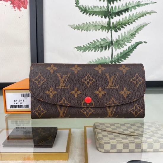 20230908 Louis Vuitton] Top of the line exclusive background M41943 Size: 19.5x 10.0x 1.5 cm Functional and beautifully designed Emilie wallet made of soft Monogram canvas, lined with brightly colored lining, exudes an extremely elegant temperament. The m