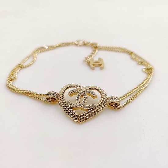 20240413 P70, [ch * nel Latest Hollow Heart Chain Double Layer Necklace] Consistent ZP Brass Material