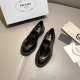 2024.01.05 High version 250 Top version 280 2022 Classic hot selling Prada Prada Max version 1:1. Spring and autumn shiny leather Derby shoes, classic triangle logo, the favorite of fashionable ladies. Upper: Imported open edged pearl glossy cowhide inner