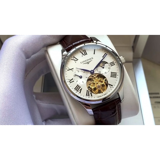 20240408 550. 【 Fashionable Style and Elegant temperament 】 Longines men's fully automatic mechanical movement mineral reinforced glass 316L stainless steel case leather strap with simple design for business and leisure. Size: diameter 42mm, thickness 12m
