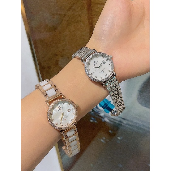 20240408 White Paper 220.240 Steel Strip 20 Ceramics ➕ 40OMEGA - Fashionable Women's Quartz Watch, a goddess like watch with a strong fashion design concept, imported quartz movement, top-notch coated glass mirror, multi color imported calf leather paired