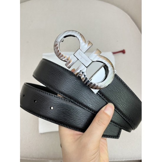 Ferragamo men's counter features a matching metal buckle and a double-sided leather waistband on the top layer, suitable for business, commuting, and leisure occasions. 3.5cm