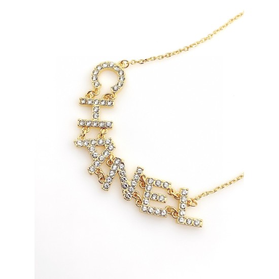 20240413 p70 Chanel Full Diamond Letter Necklace Consistent ZP Brass Material