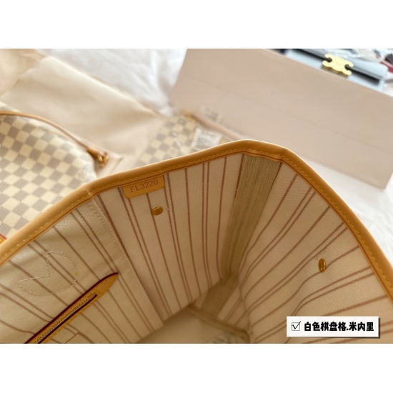 2023.10.1 205 No Box 【 Fresh, Elegant, Elegant, and Clean 】 size: 32 (Bottom Width) * 28 (Height) L Home Neverfull Medium Shopping Bag! An entry-level style! The white checkerboard is super beautiful! Has a texture! It's really fresh, elegant, and clean! 