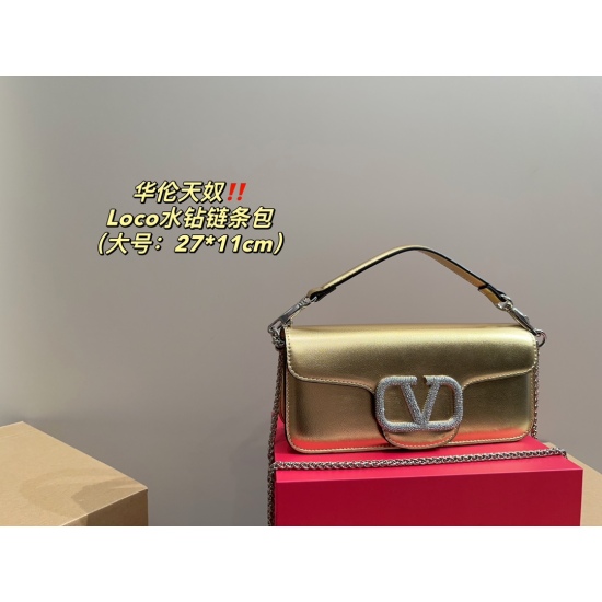 2023.11. 10 large P215 folding box ⚠️ Size 27.11 Valentino Loco Rhinestone Chain Bag Super Classic and Fashionable Surprise Versatile and Exquisite Everyday Outgoing