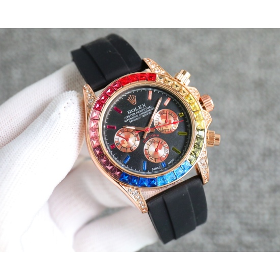 20240408 170 Rainbow Di New Rolex Universe Meter Type Ditong Watch! Imported quartz movement, mineral super strong glass, steel strap watch strap, comfortable to wear! 40mm diameter ‼️， More prominent colors and brighter luster,!
