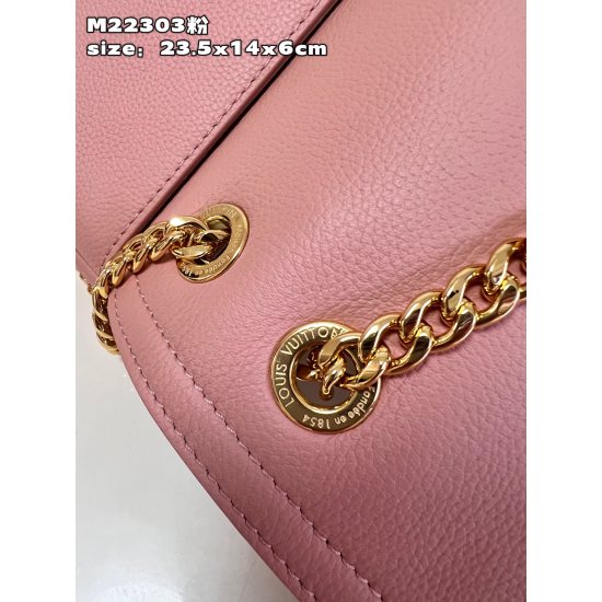 20231125 P1020 [Exclusive Real Time M22303 Fans] The new LockMe East West Chain Bag exudes the urban style of the 1990s and is a regular choice for day and night wardrobe. The grain leather features a minimalist design, combined with slip chain shoulder s