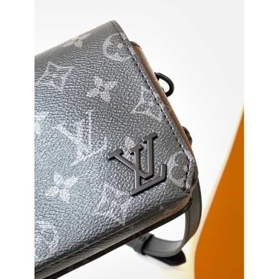 20231125 P530M82085 [Black Flower] Top of the line original Flap mini handbag is made of cowhide leather, and its cut edges are inspired by the LV Aerogram series's creation of old French aviation letterhead. LV lettering details, magnetic snap flip open 