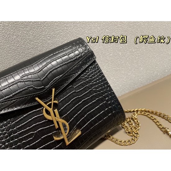 2023.10.18 Crocodile Pattern P230 Folding Box ⚠️ Size 19.18 Saint Laurent envelope bag with unique rotating buckle, versatile and beautiful upper body, with a luxurious feeling