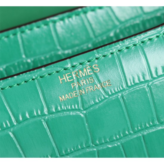 20240317 (Peacock Green) Herm Herm è s French Origin (Crocodile Pattern) Batch: 540 constancy Constance Flight Attendant Bag ☣️ Crocodile Skin Pure Steel Plated Hardware Buckle, Authentic Leather Source, Super Good Touch Accessories, Precise Steel Laser L