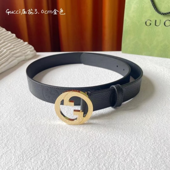 2023.08.24 3 cm wide, this belt is meticulously crafted with GG leather, showcasing the brand's logo with a highly sophisticated style, creating an accessory that combines classic elements with modern essence. The circular interlocking double G belt buckl