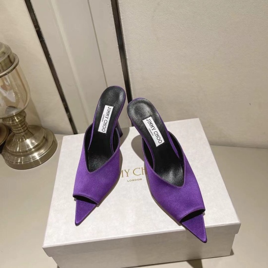 On January 5, 2024, this classic collection from Jimmy Choo is only 10cm in size. The new last shape is a perfect redesign of the classic last shape!! New version of slim heeled rose] Color black white nude purple blue high heels Italian high-density leat