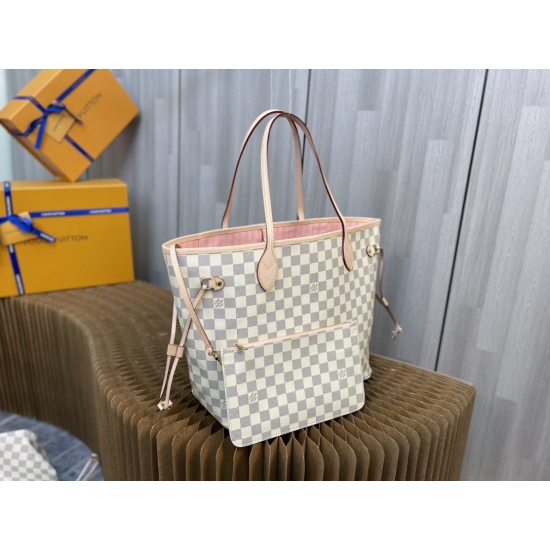 20231125 internal price P500 top-level original order [exclusive background] M40995, N41605 white grid powder [Taiwan product] all steel hardware ✅ Classic shopping bag 31cm LV Louis Vuitton's new Neverfull reinterprets the classic handbag and explores th