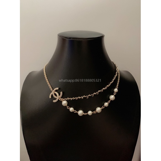 2023.07.23 ch * nel's latest black skin pearl double layer necklace is made of consistent Z material