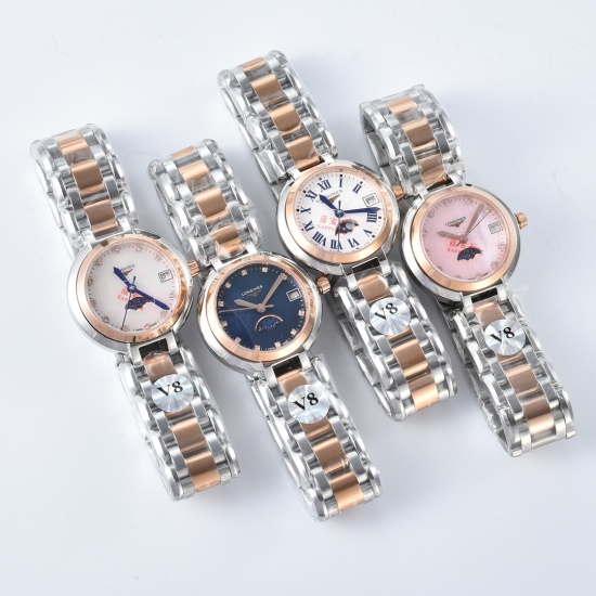20240408 220 Gold 240 Diamond ➕ 20v8 Taiwan Factory's Hot selling Longines Heart Moon Series Quartz Watch, Women's Simple Style! Watch base cover - hang tag - warranty card three in one 1:1 quality, super high cost performance ratio, true moon phase, one 