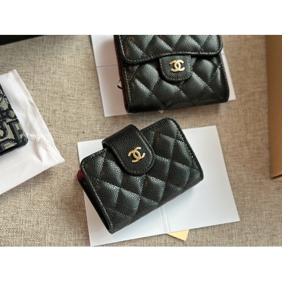2023.09.03 130 box size: 11 * 8 Xiaoxiangjia CF card bag, black gold cowhide caviar, can hold more than ten cards and a few cash, and can also be used as a business card holder!