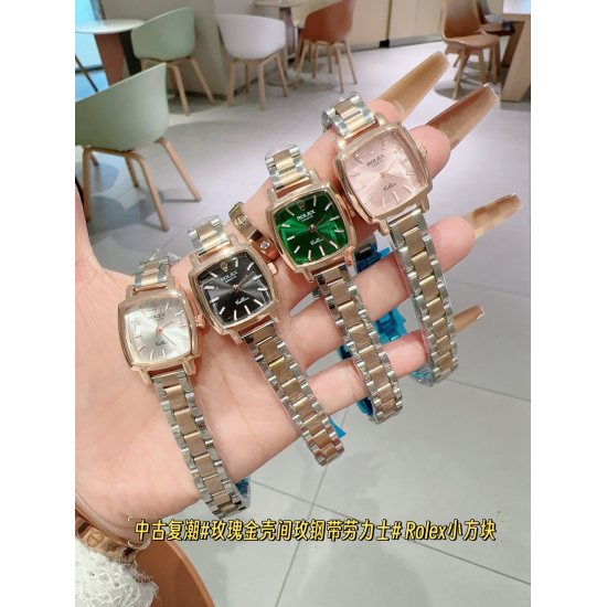 20240408 steel strip 165, Rolex # new low-key luxury women's antique watch, small square watch Swiss quartz movement, alloy material and platinum plating, overall texture and temperament have changed, exquisite feeling up! Paired with a compact shell shap