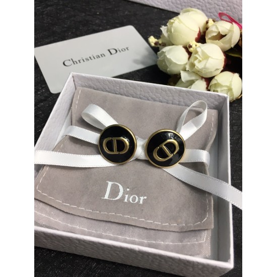 20240411 BAOPINZHIXIAO Dijia New CD Letter Black Oil Drop Round Earrings ✨✨ Vintage brass genuine gold electroplating 15