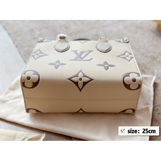 2023.10.1 235 box size: 25 * 19cm, excellent quality, understand the goods ‼️ The entire bag is limited to cowhide quality in summer! Which one to choose from the LVonthego milkshake white series? Search L Home Ontogo Shopping Bag