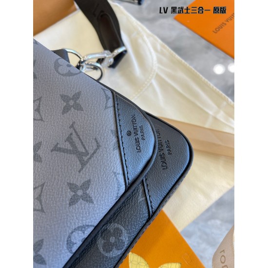2023.10.1 P240lv Bag Men's Three in One Black Samurai Three Piece Set Trio Postman Bag. The three in one launch of LV has become popular, leading to a trend of various bags. It's very rare that the three in one has released a men's version again! And it's